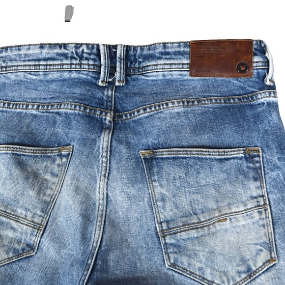 Zara Man Premium Denim Jeans Size 31 x 31 Distressed Wash Straight Fit Rugged - Picture 5 of 10